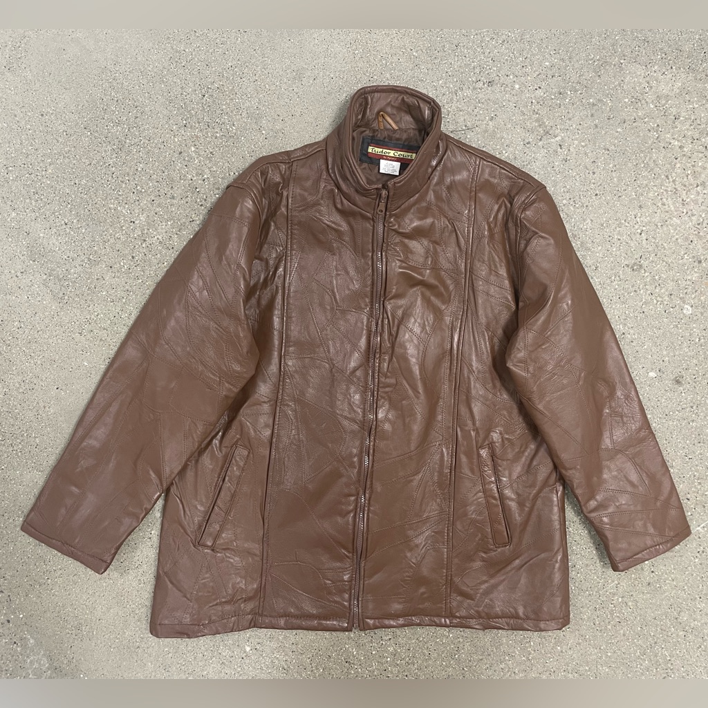 Vintage Tudor Court By Haband Genuine Patchwork Leather Brown Jacket Size 2xl Vintage Tudor Court By Haband Genuine Patchwork Leather Brown Jacket Size 2xl